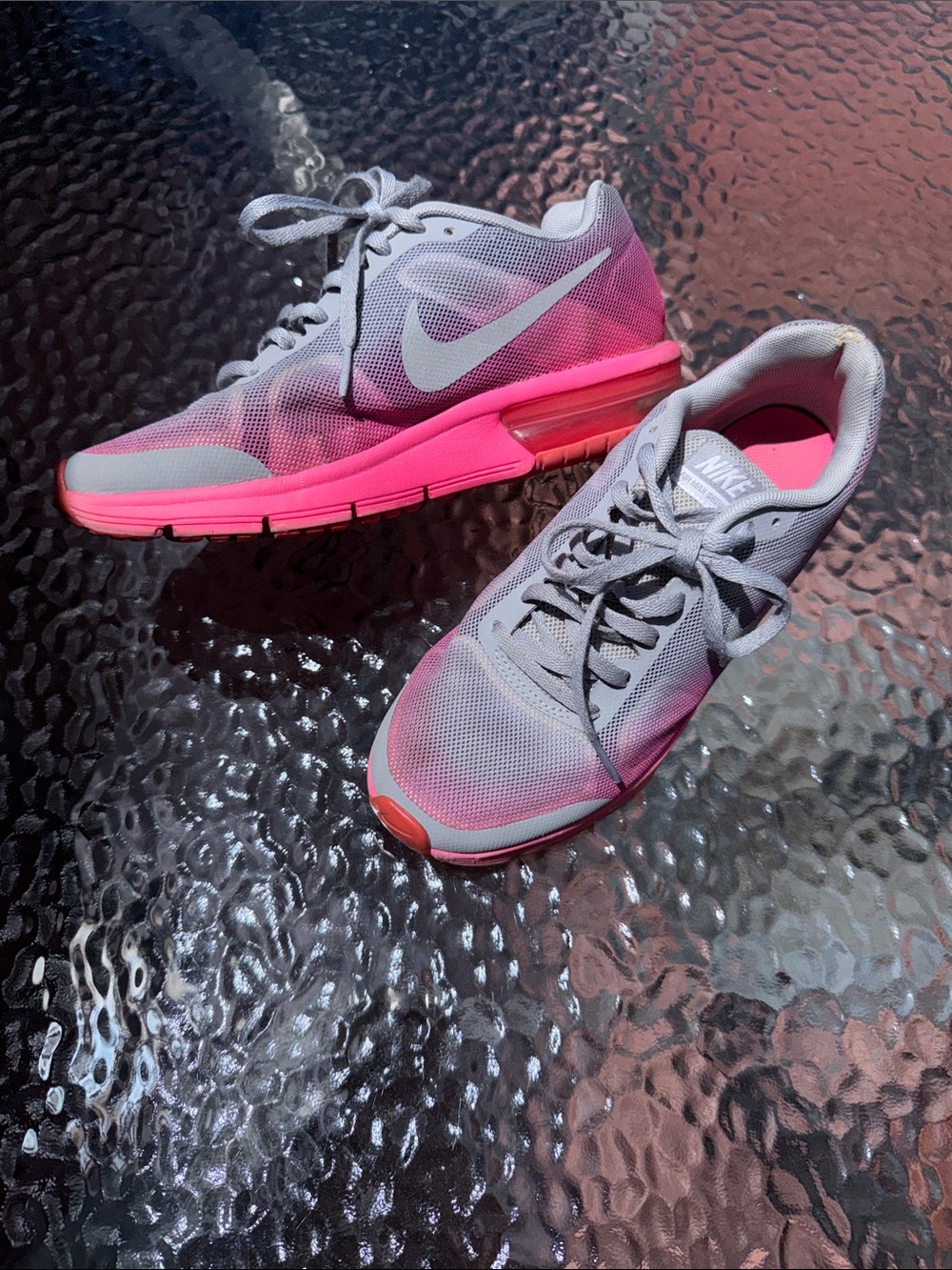 Nike kids Gray and Hot Pink Athletic Running Shoes